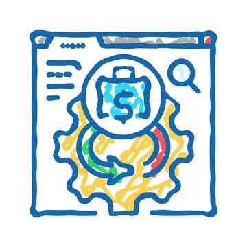 Cash flow analysis icon doodle illustration Stock Illustration