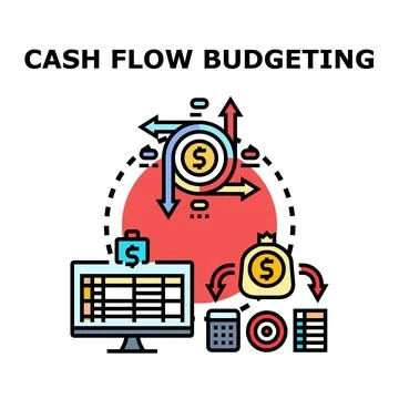 Cash flow budgeting process managing financial resources effectively Stock Illustration