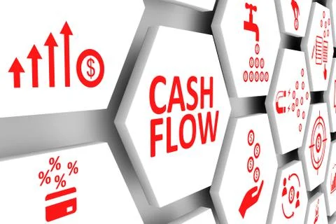 CASH FLOW concept cell background 3d illustration Stock Illustration