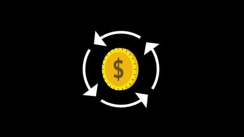 Cash flow cycle animation with dollar coin and arrows Stock Footage 330524993