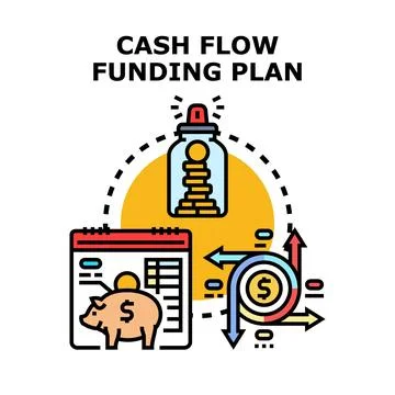 Cash flow funding plan process and financial management Stock Illustration