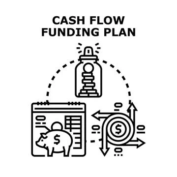Cash flow funding plan process and financial management Stock Illustration