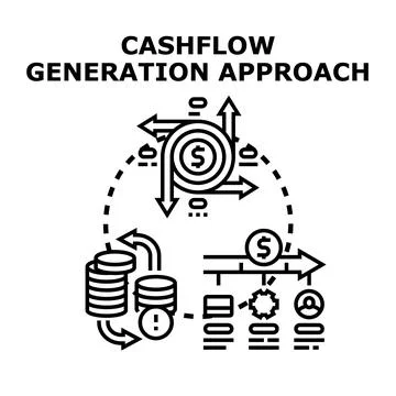 Cash flow generation approach producing financial income Stock Illustration