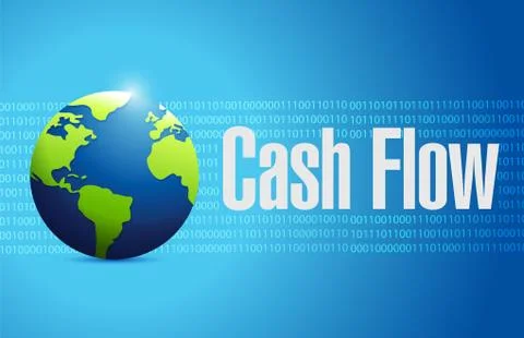 Cash flow globe binary sign concept Stock Illustration