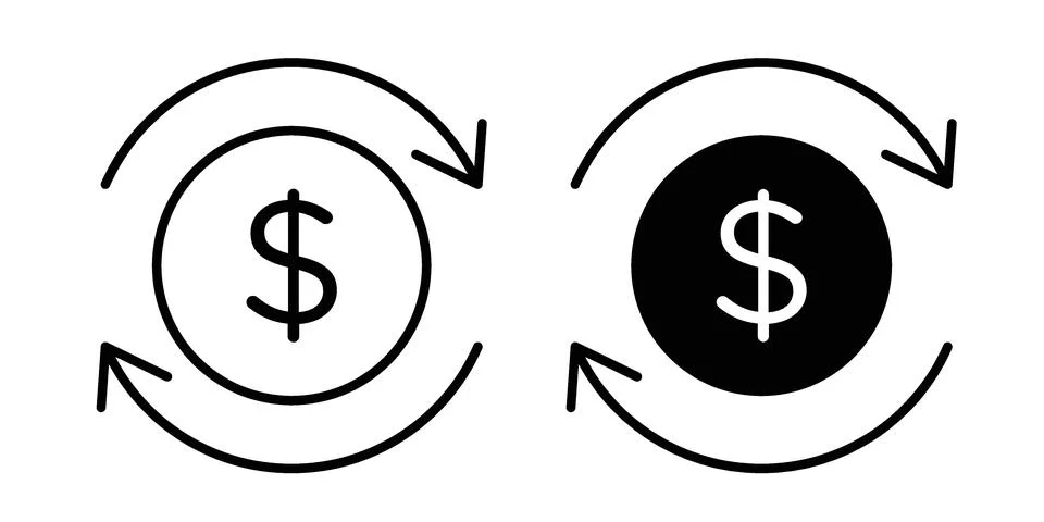 Cash flow icon black vector isolated on white Stock Illustration
