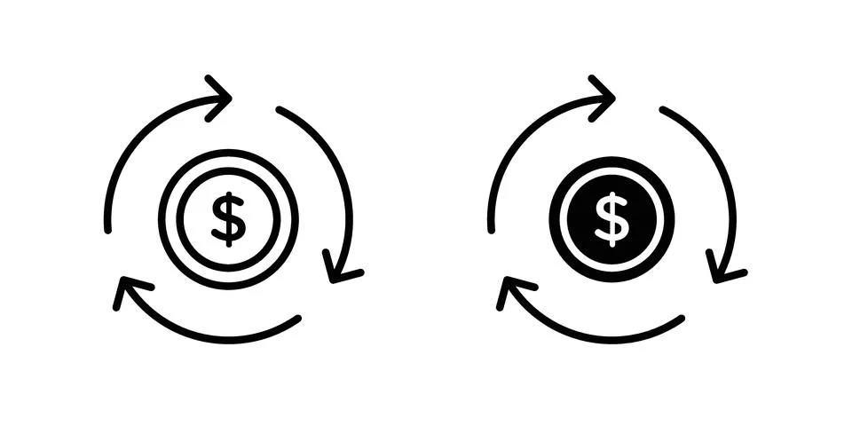 Cash flow icon for design projects and web UI Ilustração Stock