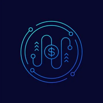 Cash flow icon, linear design Stock Illustration