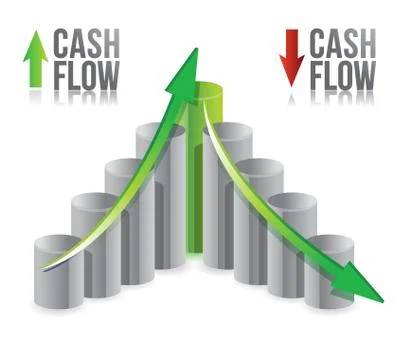 Cash flow illustration graph over a white background Ilustración de archivo