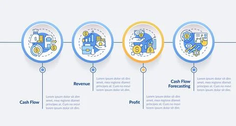 Cash flow layout with simple linear icon concept Stock Illustration