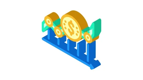 Cash flow management business process isometric icon animation Stock Footage 327285385