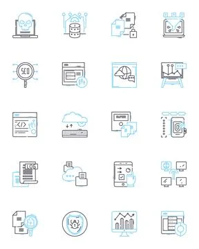 Cash flow management linear icons set. Budgeting, Forecasting, Analysis Stock Illustration