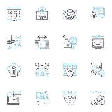 Cash flow management linear icons set. Budgeting, Forecasting, Analysis Stock Illustration