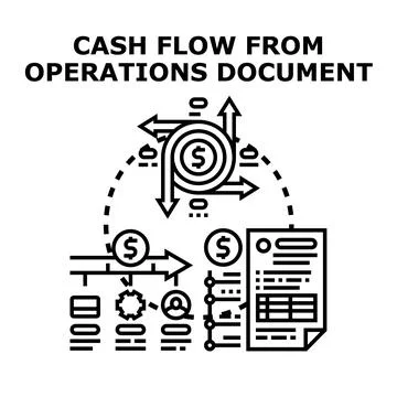 Cash flow from operations document budgeting financial statement 스톡 일러스트
