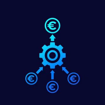 Cash flow optimization icon with euro, vector Stockillustratie