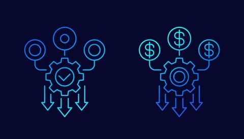 Cash flow optimization line vector icons Stock-Illustration