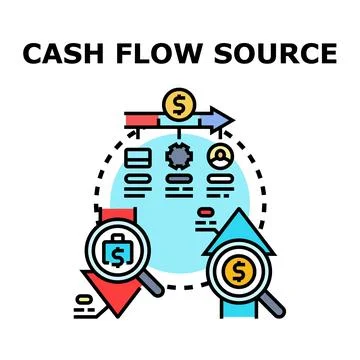 Cash flow source generating revenue and financial growth Stock Illustration