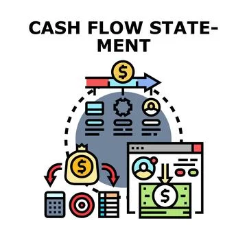 Cash flow statement calculating financial income analysis Stock Illustration