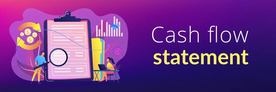 Cash flow statement concept banner header. Illustrazione stock