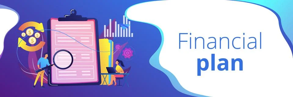 Cash flow statement concept banner header. Illustrazione stock