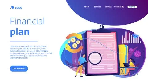 Cash flow statement concept landing page. Illustrazione stock