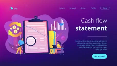 Cash flow statement concept landing page. Illustrazione stock