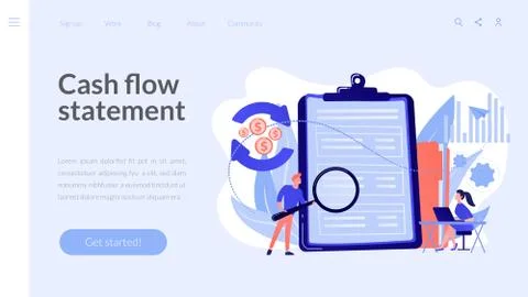 Cash flow statement concept landing page. Illustrazione stock