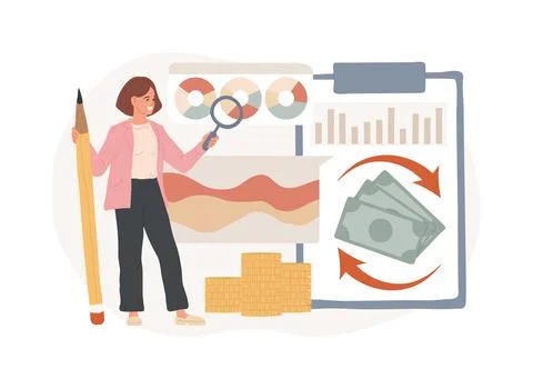 Cash flow statement isolated concept vector illustration. Ilustración de archivo