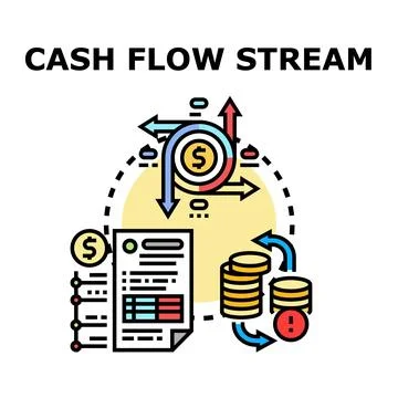 Cash flow stream concept illustration with financial documents 스톡 일러스트