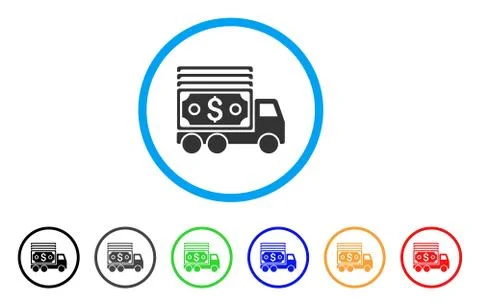 Cash Lorry Rounded Icon Stock Illustration