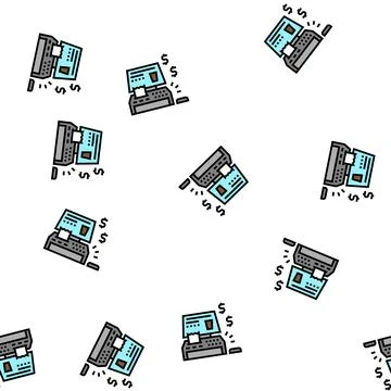 Cash machine of coffee cafe vector seamless pattern Stockillustratie