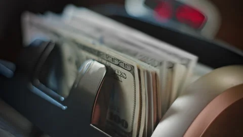 Cash Machine Counting Dollars, 4K RAW source Stock Footage 155423931