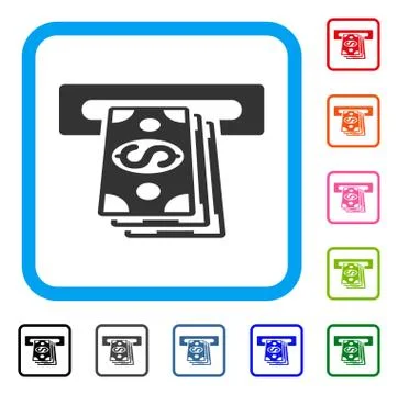 Cash Machine Framed Icon Stock Illustration