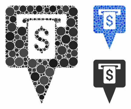 Cash machine map pointer Mosaic Icon of Circles Stock Illustration