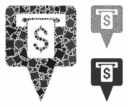 Cash machine map pointer Mosaic Icon of Rough Parts 스톡 일러스트