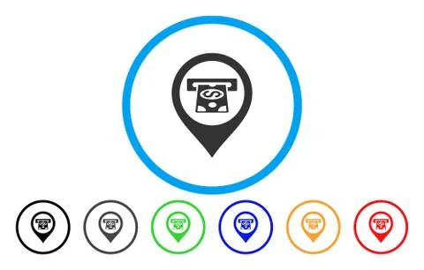 Cash Machine Pointer Rounded Icon Stock Illustration