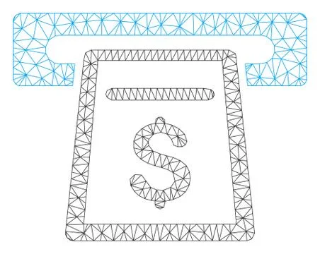 Cash Machine Polygonal Frame Vector Mesh Illustration Stock Illustration