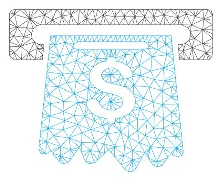 Cash Machine Polygonal Frame Vector Mesh Illustration Stock Illustration