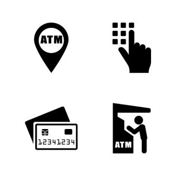 Cash machine. Simple Related Vector Icons Stock Illustration