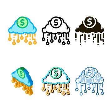 Cash minimal cloud icon vector outline Stockillustratie