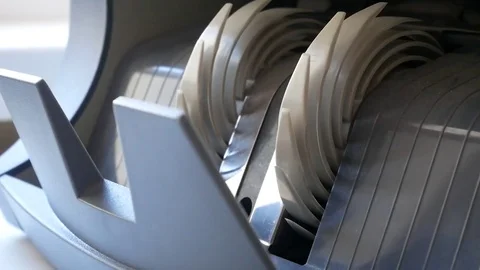 Cash money counting machine. Banknote counter are counting hundred dollar bills. Stock Footage