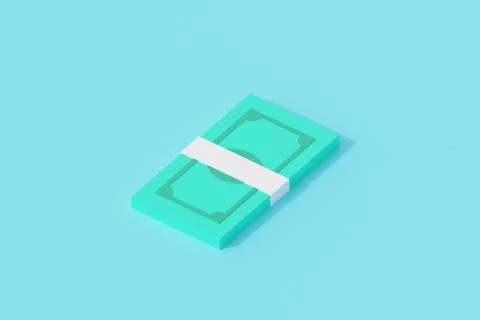 Cash money paper stack single isolated object. 3d render illustration with is イラスト素材