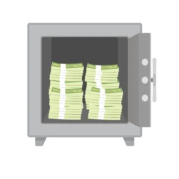 Cash money stack keep in safe box イラスト素材