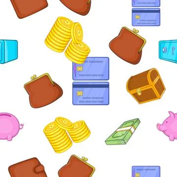 Cash pattern, cartoon style Illustrazione stock