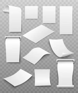 Cash payment invoice document or shop check receipt 3d mockup vector set. Stock Illustration