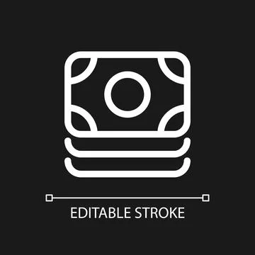 Cash pixel perfect white linear ui icon for dark theme Stock Illustration