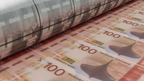 Cash in printer KRONER 4K Stock Footage 166000410