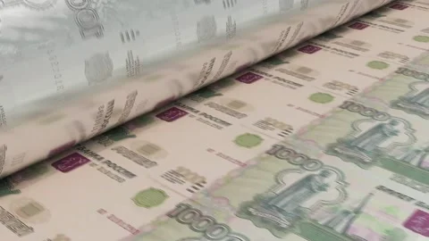 Cash in printer RUBLE 4K Stock Footage 166000666