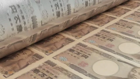 Cash in printer YEN 4K Stock Footage 166000835