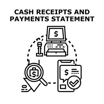 Cash receipts and payments statement accounting concept Stock Illustration