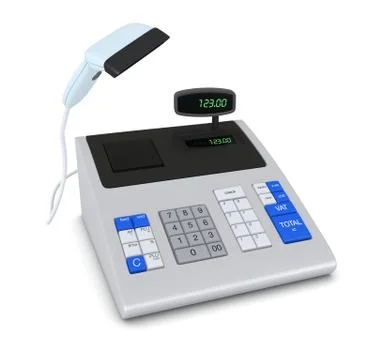 Cash register and barcode reader 库存插图